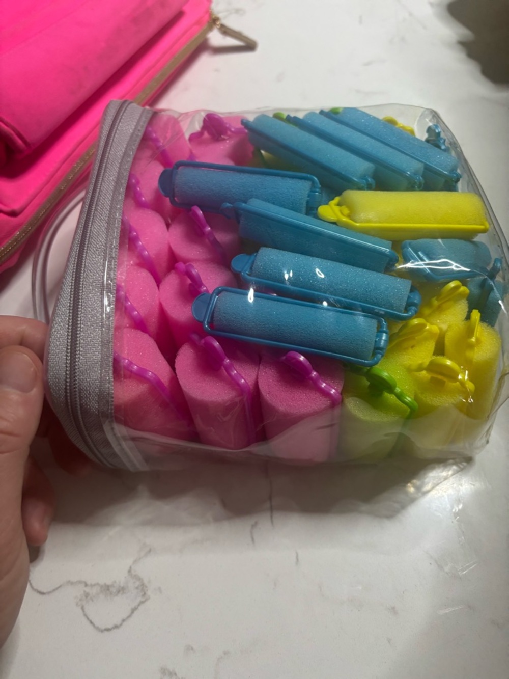 Colorful Foam Hair Rollers Set - Pink, Blue, Yellow